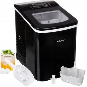 Ruhhy Jégkészítő gép 120W - 2 méretű kocka, 12kg/nap- Fekete