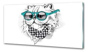 Konyhai fali panel Cat szemüveg