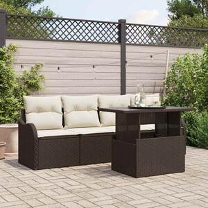 Kerti Kanapé Szett 5 pcs Barna 100 x 55 x 73 cm Poli rattan