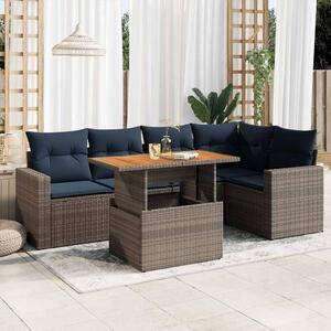 VidaXL 6 részes szürke polyrattan kerti ülőgarnitúra párnákkal
