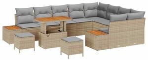 VidaXL Kerti Kanapé Szett párnával tárolóval 12 pcs Bézs Poli rattan
