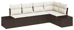VidaXL Kerti Kanapé Szett 5 pcs Barna polirattan