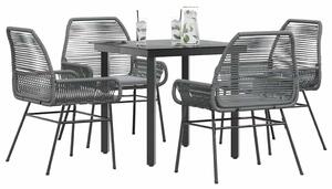 VidaXL 5 részes szürke polyrattan üveg kerti étkezőgarnitúra párnával