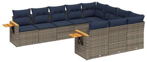 VidaXL 10 részes szürke polyrattan kerti ülőgarnitúra párnával