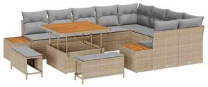 VidaXL Kerti Kanapé Szett párnával tárolóval 12 pcs Bézs Poli rattan