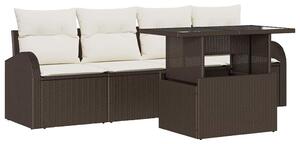VidaXL Kerti Kanapé Szett párnával párnával 5 pcs Barna Poly Rattan