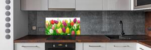 Konyhai falburkoló panel Színes tulipán