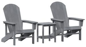 3 darabos kerti lounge szett világosszürke HDPE