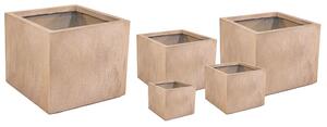 Yukon Cube kompozit növénytartó szett bézs 23x23x23-55x55x46cm S5