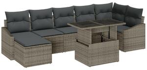 8 Darab Kert Sofa Szett Párnákkal Szürke Pólyás Rattan