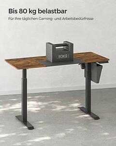 Elektromosan állítható íróasztal komplett, rusztikus barna 140x60x72-120cm