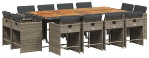 VidaXL 13 részes szürke polyrattan kerti ülőgarnitúra párnákkal