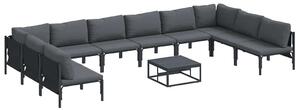 VidaXL Kerti Kanapé Szett párnával 11 pcs Fekete Acél