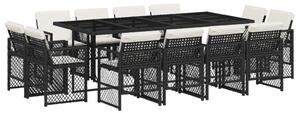VidaXL 13 részes fekete polyrattan kerti ülőgarnitúra párnákkal