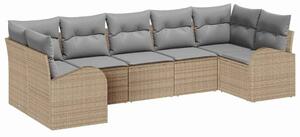 VidaXL Kerti Kanapé Szett 7 pcs Beige és Világosszürke polirattan
