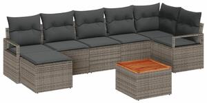VidaXL Kerti Kanapé Szett párnával 8 pcs Szürke polirattan