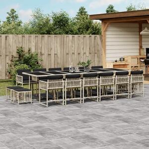 VidaXL 17 részes szürke polyrattan kerti étkezőgarnitúra párnákkal