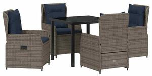 VidaXL Kert étkező szett 5 pcs Szürke Poli rattan