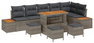 VidaXL Kerti Kanapé Szett párnával tárolóval 10 pcs Szürke Poli rattan