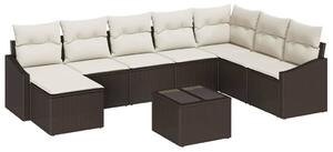 VidaXL Kanapé Szett párnával 9 pcs Barna polirattan