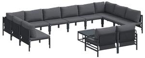 VidaXL Kerti Kanapé Szett párnával 13 pcs Fekete Acél