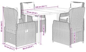 VidaXL 5 részes bézs polyrattan kerti étkezőgarnitúra párnákkal