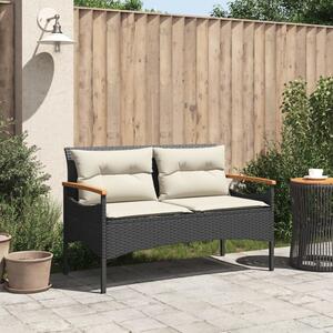 VidaXL fekete polyrattan kerti pad párnával 116 x 62,5 x 74