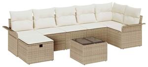 VidaXL Kerti Kanapé Szett párnával tárolóval 8 pcs Bézs Poli rattan