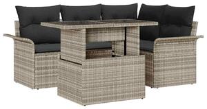 VidaXL Kerti Kanapé Szett párnával 5 pcs Világosszürke Poli rattan