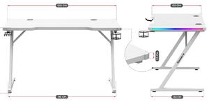 PC asztal Hyperion 2.5 (fehér + többszínű) (LED világítással). 1087504