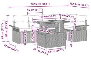 VidaXL Kerti Kanapé Szett tárolóval 6 pcs Szürke Poli rattan