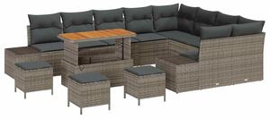 VidaXL Kerti Kanapé Szett párnával tárolóval 13 pcs Szürke Poli rattan