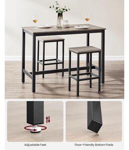 Bárasztal készlet két székkel, greige 120x60x90cm/40x30x65cm
