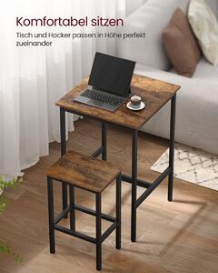 Bárasztal készlet két székkel, rusztikus barna 60x60x90cm