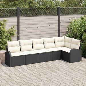 VidaXL Kerti Kanapé Szett párnával 6 pcs Fekete és fehér Poli rattan