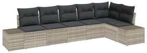 VidaXL Kerti Kanapé Szett tárolóval 6 pcs Világosszürke polirattan