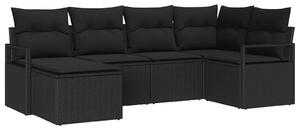 VidaXL Kanapé Szett párnával tárolóval 6 pcs Fekete polirattan