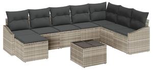 VidaXL Kanapé Szett párnával 9 pcs Világosszürke polirattan
