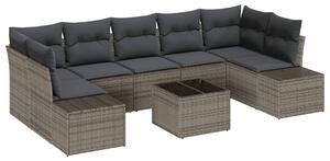 VidaXL Kerti Kanapé Szett párnával tárolóval 8 pcs Szürke polirattan