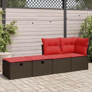VidaXL 2 részes barna polyrattan akácfa kerti ülőgarnitúra párnákkal