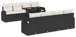 VidaXL Kerti Kanapé Szett párnával 7 pcs Fekete Poli rattan