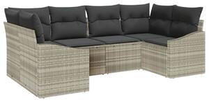 VidaXL Kerti Kanapé Szett tárolóval 6 pcs Világosszürke polirattan