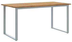 Kültéri Étkezőasztal Szürke 160x80x75 cm Acél és Szilárd Akácfa