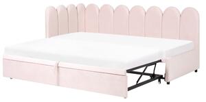 Kihúzható heverő Bársony TERROU 90 x 200 cm Pasztellrózsaszín