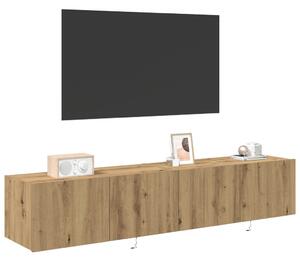 TV Fali Szekrény LED Fényekkel 2 db Kézműves Tölgy 80x35x31 cm