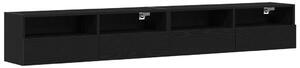 TV Faliszekrények 2 db Fekete Tömörfa 100x30x30 cm Mérnöki Fa