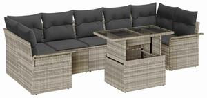 VidaXL Kerti Kanapé Szett párnával 8 pcs Világosszürke Poli rattan
