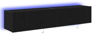 TV Faliszekrény LED Fényekkel 2 db Fekete Tölgy 80x35x31 cm