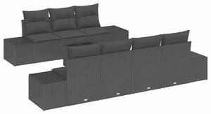 VidaXL Kerti Kanapé Szett párnával tárolóval 8 pcs Fekete polirattan