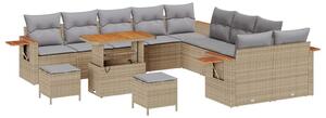 VidaXL Kerti Kanapé Szett 17 pcs Beige és Világosszürke polirattan